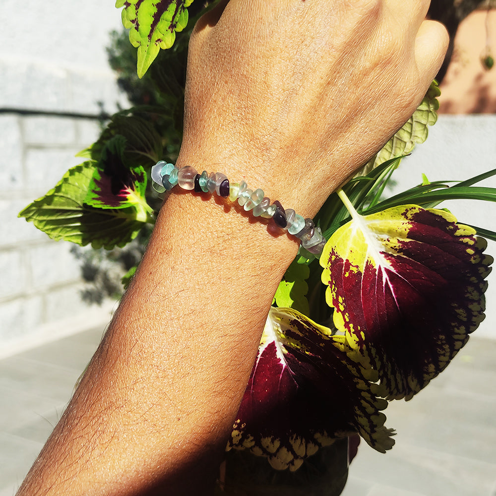 Pulsera Chip de piedras de Fluorita