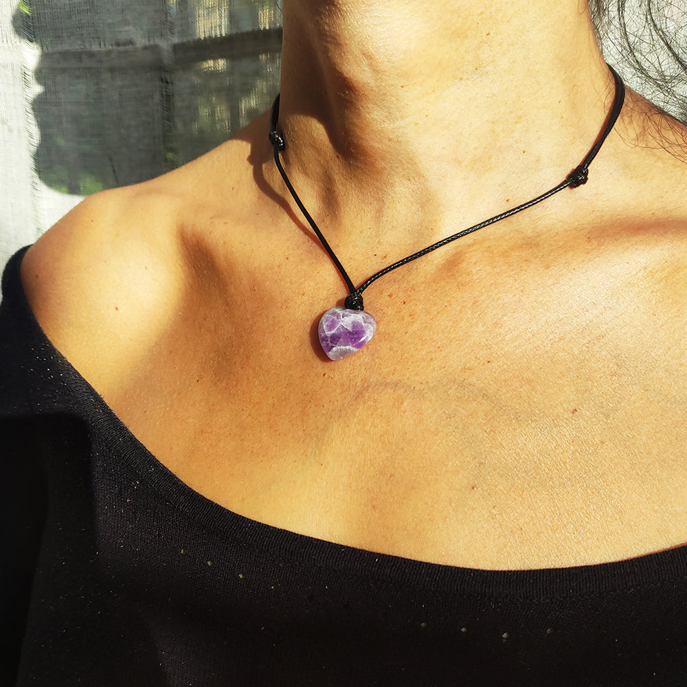 Colgante Corazón de Piedra de Amatista