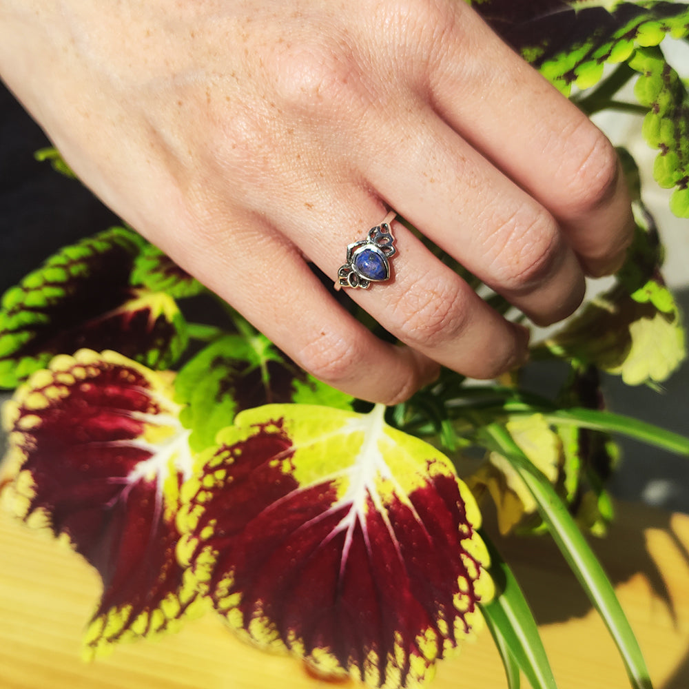 Anillo Alado con Piedra Lapislázuli