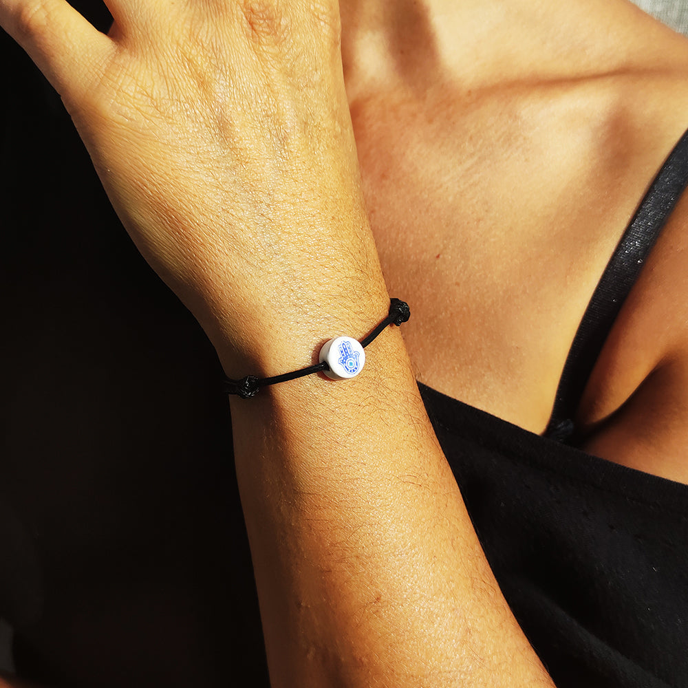 Pulsera con Cuenta de Cerámica Mano de Fátima