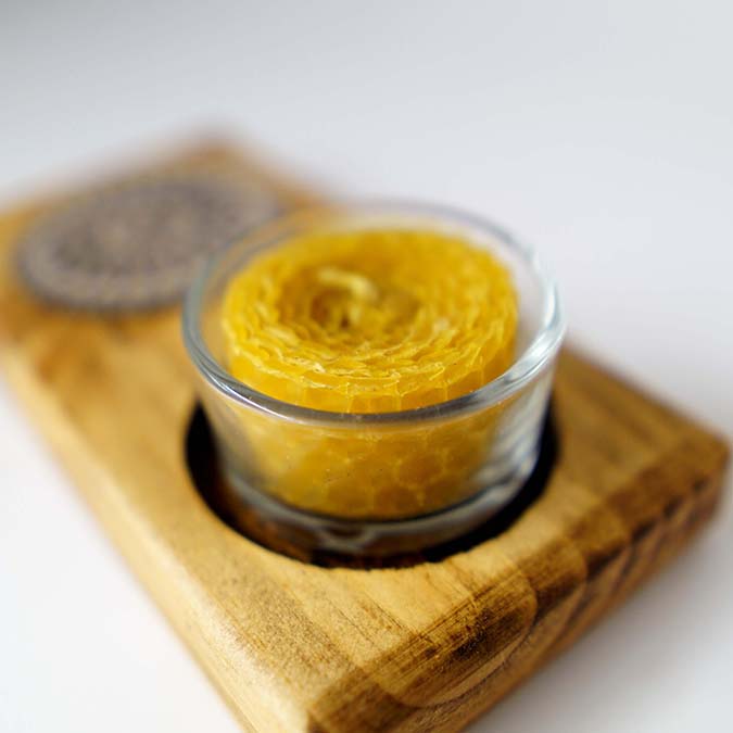 Vela de Cera de Abeja en Vasito de Cristal
