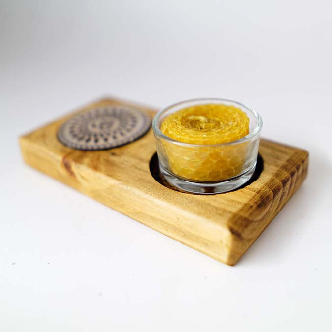 Vela de Cera de Abeja en Vasito de Cristal