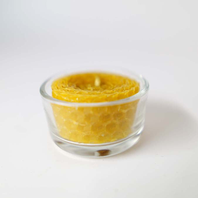 Vela de Cera de Abeja en Vasito de Cristal