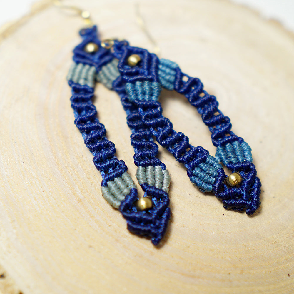 Pendientes de Macramé Ovalados Bicolor