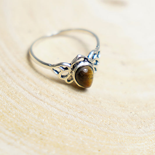 Anillo Alado con Piedra de Ojo de Tigre