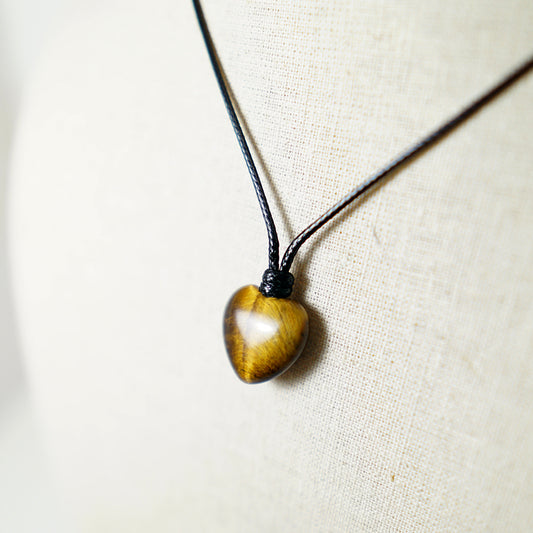 Colgante Corazón de Piedra de Ojo de Tigre