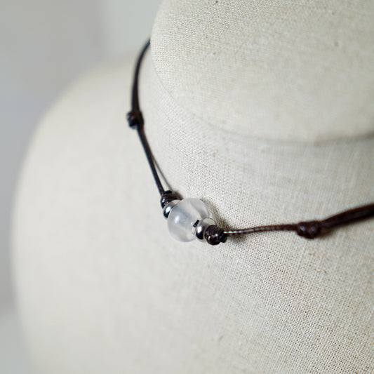 Colgante con Cuenta de Cuarzo Transparente