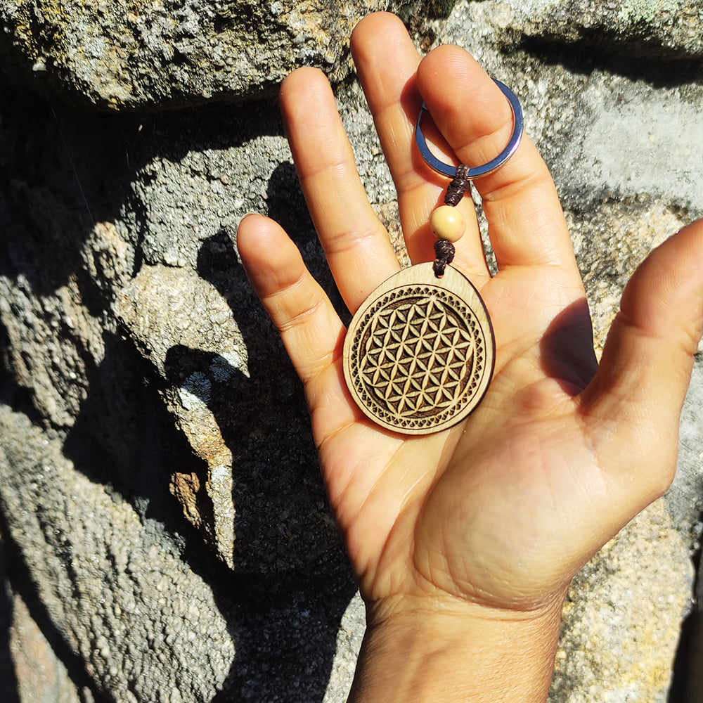 Llavero Flor de la Vida de Madera