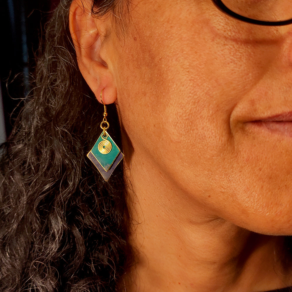 Pendientes de Chapa de Latón Rombos y Espiral