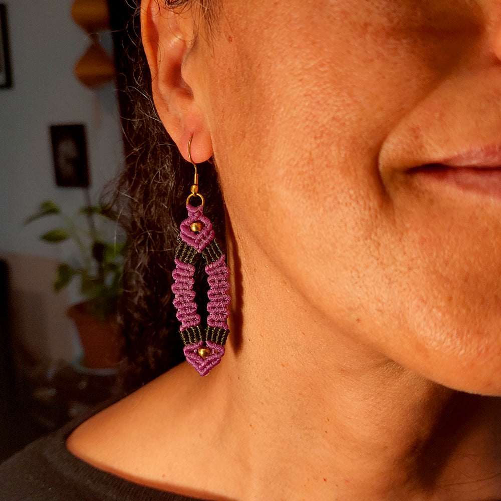Pendientes de Macramé Ovalados Bicolor