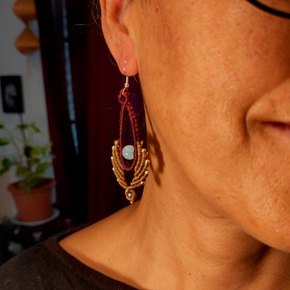 Pendientes de Macramé Alas con Opalina