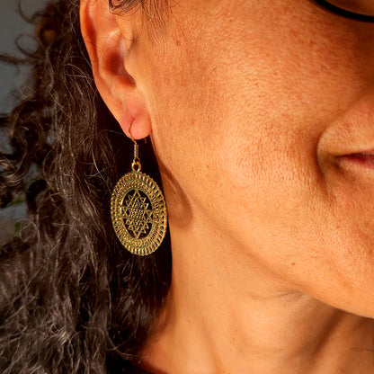Pendientes Metal con Símbolo Sri Yantra