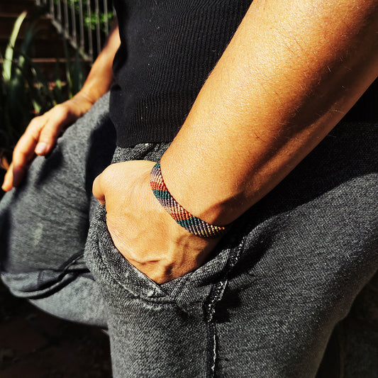 Pulsera plana hilo a rayas Otoño