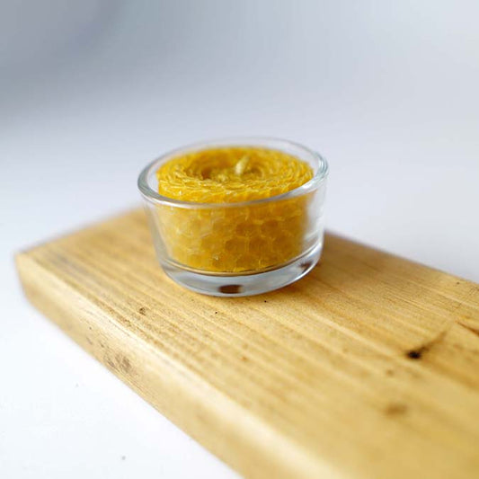 Vela de Cera de Abeja en Vasito de Cristal