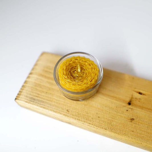 Vela de Cera de Abeja en Vasito de Cristal