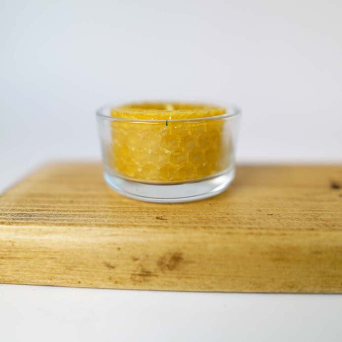 Vela de Cera de Abeja en Vasito de Cristal