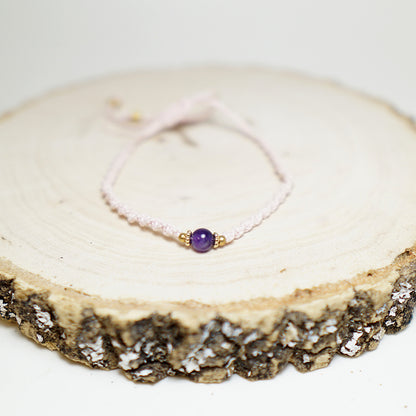 Pulsera macramé entorchada con piedra amatista