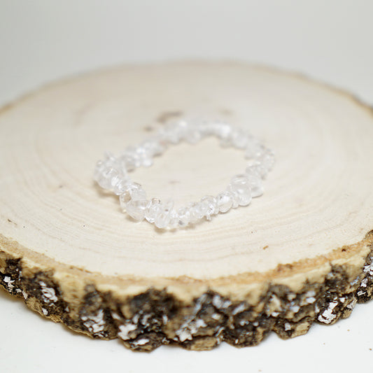 Pulsera Chip de piedras de Cuarzo Transparente