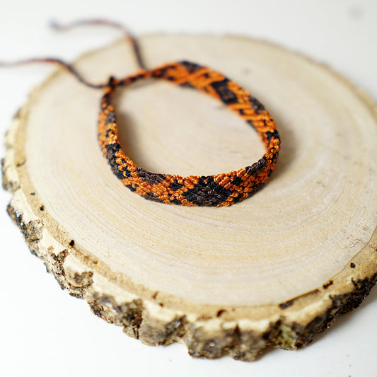 Pulsera plana hilo rombos 3 colores tierra