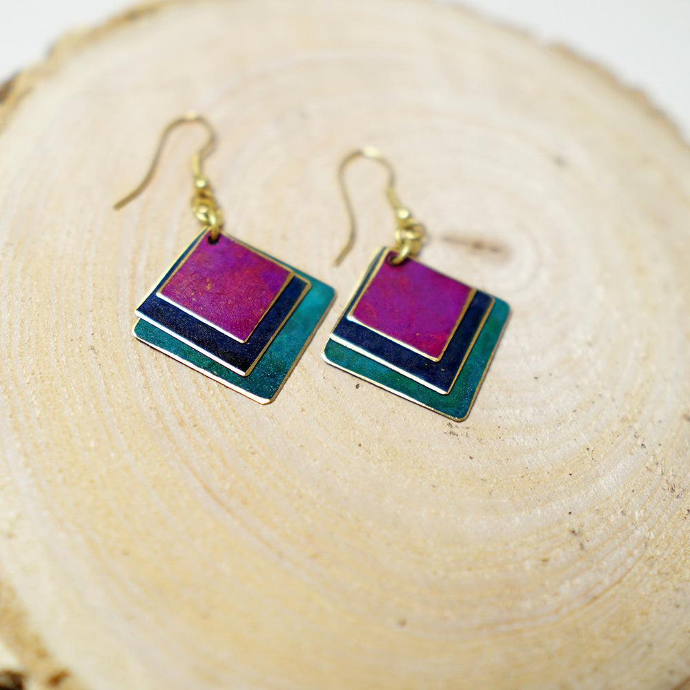 Pendientes de Chapa de Latón Rombos