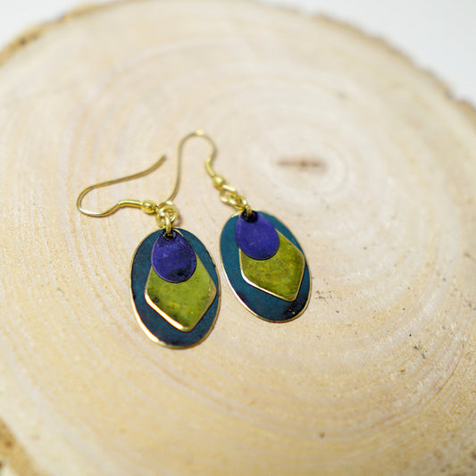 Pendientes de Chapa de Latón Óvalo y Rombo