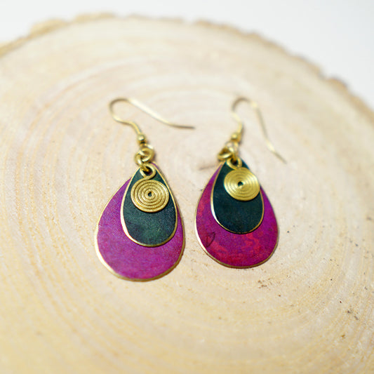 Pendientes de Chapa de Latón Gotas y Espiral