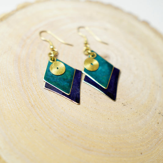 Pendientes de Chapa de Latón Rombos y Espiral