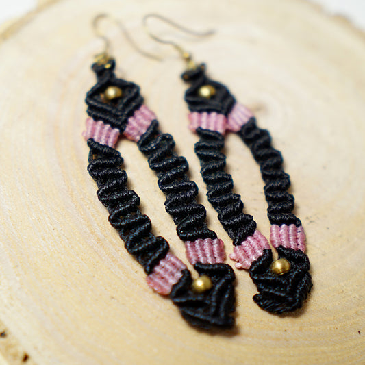 Pendientes de Macramé Ovalados Bicolor