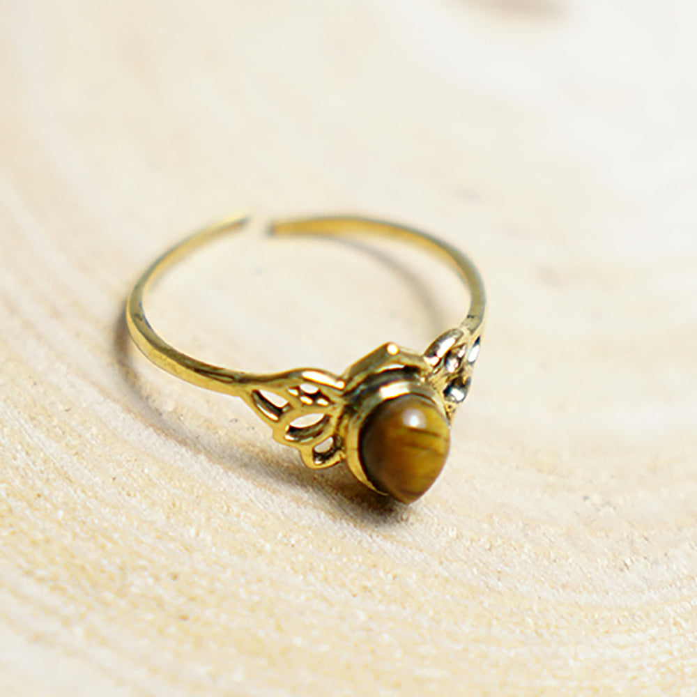 Anillo Alado con Piedra de Ojo de Tigre