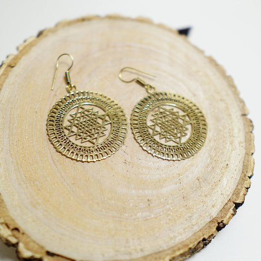 Pendientes Metal con Símbolo Sri Yantra