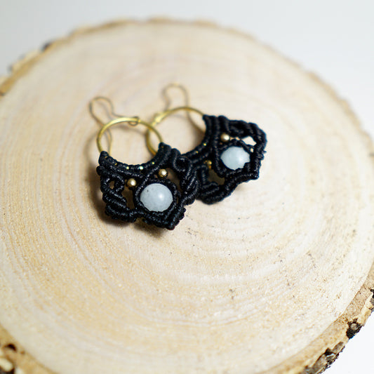 Pendientes de Macramé Hojas con Piedra Larimar