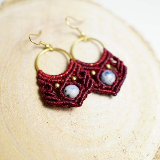 Pendientes de Macramé Hojas con Piedra de Sodalita