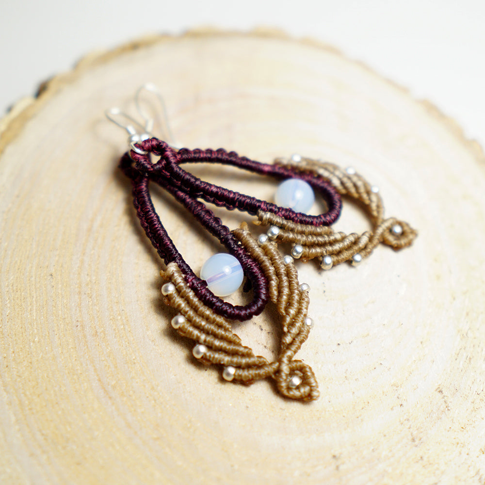 Pendientes de Macramé Alas con Opalina