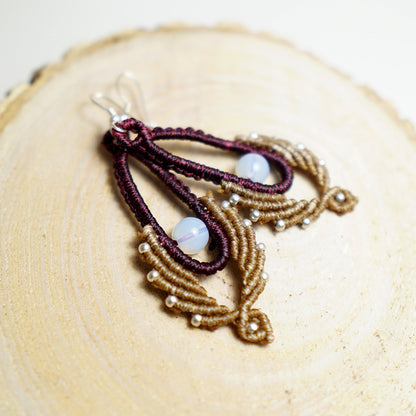 Pendientes de Macramé Alas con Opalina