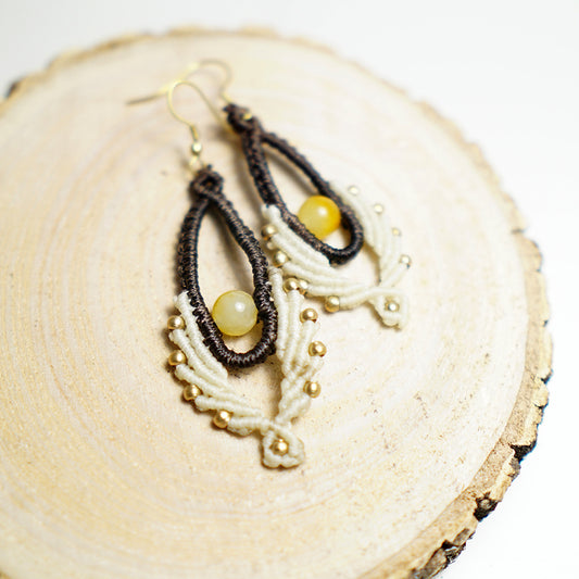 Pendientes de Macramé Alas con Cuarzo Citrino