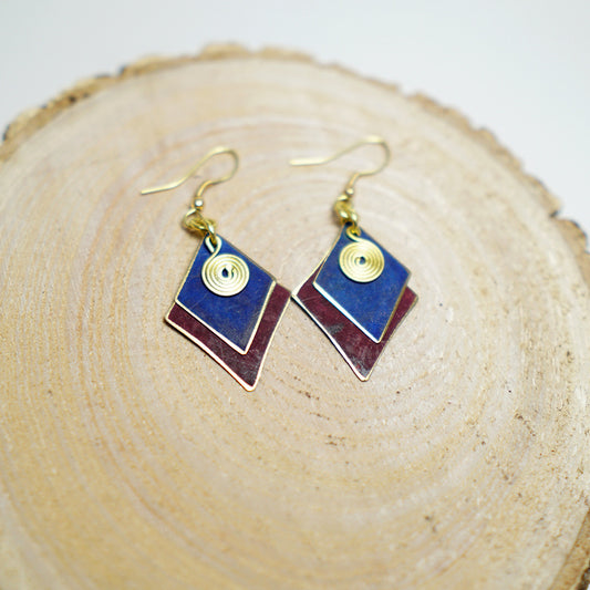 Pendientes de Chapa de Latón Rombos y Espiral