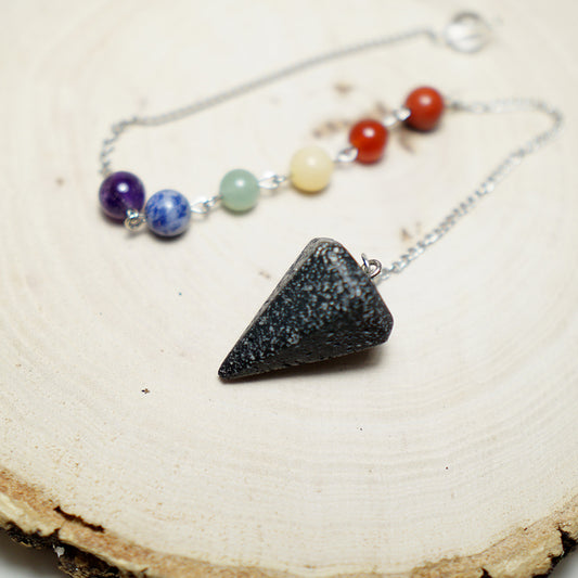 Péndulo 7 Chakras con Piedra Volcánica