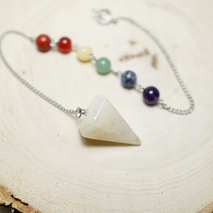 Péndulo 7 Chakras con Piedra de Cuarzo