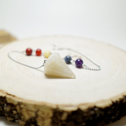 Péndulo 7 Chakras con Piedra de Cuarzo