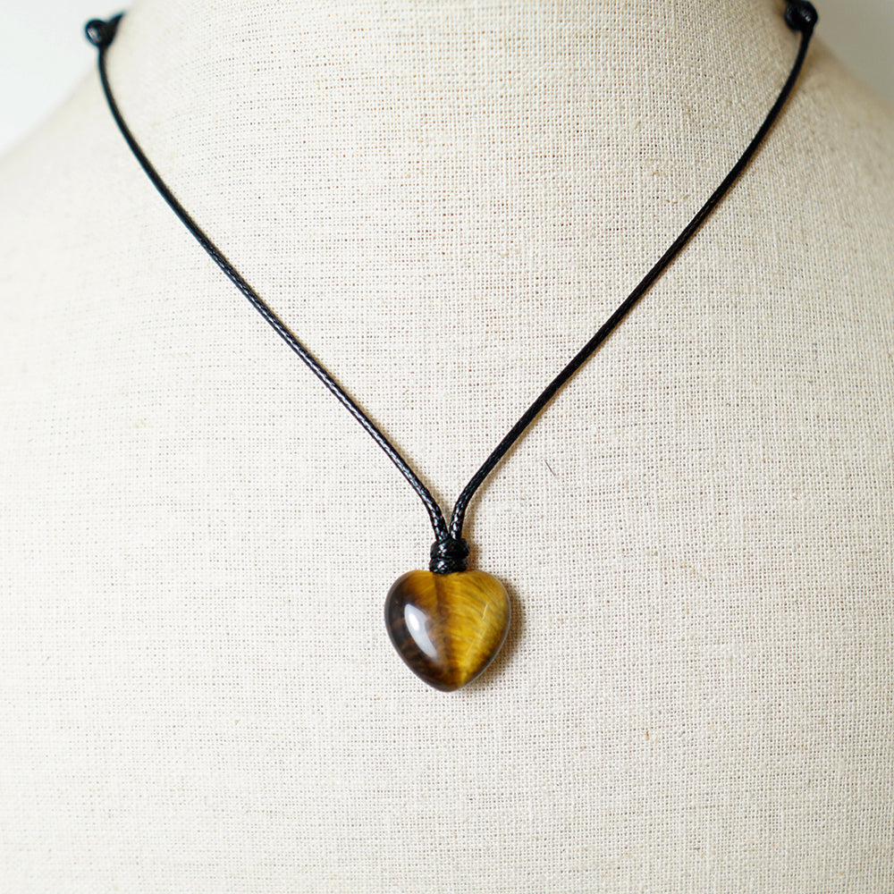Colgante Corazón de Piedra de Ojo de Tigre