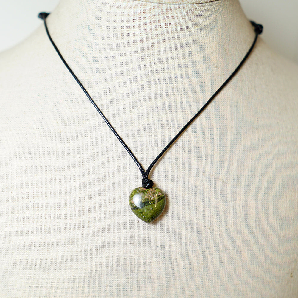 Colgante Corazón de Piedra de Jaspe Unakita