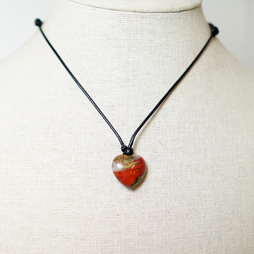 Colgante Corazón de Piedra de Jaspe Rojo