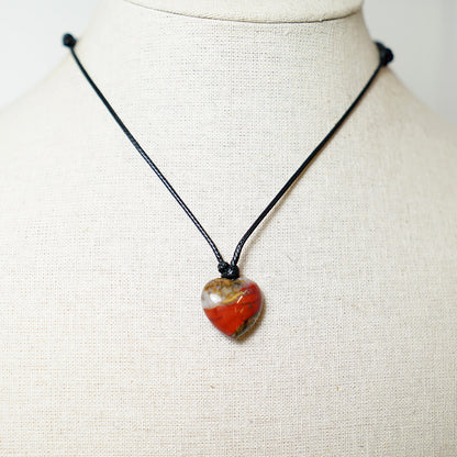 Colgante Corazón de Piedra de Jaspe Rojo