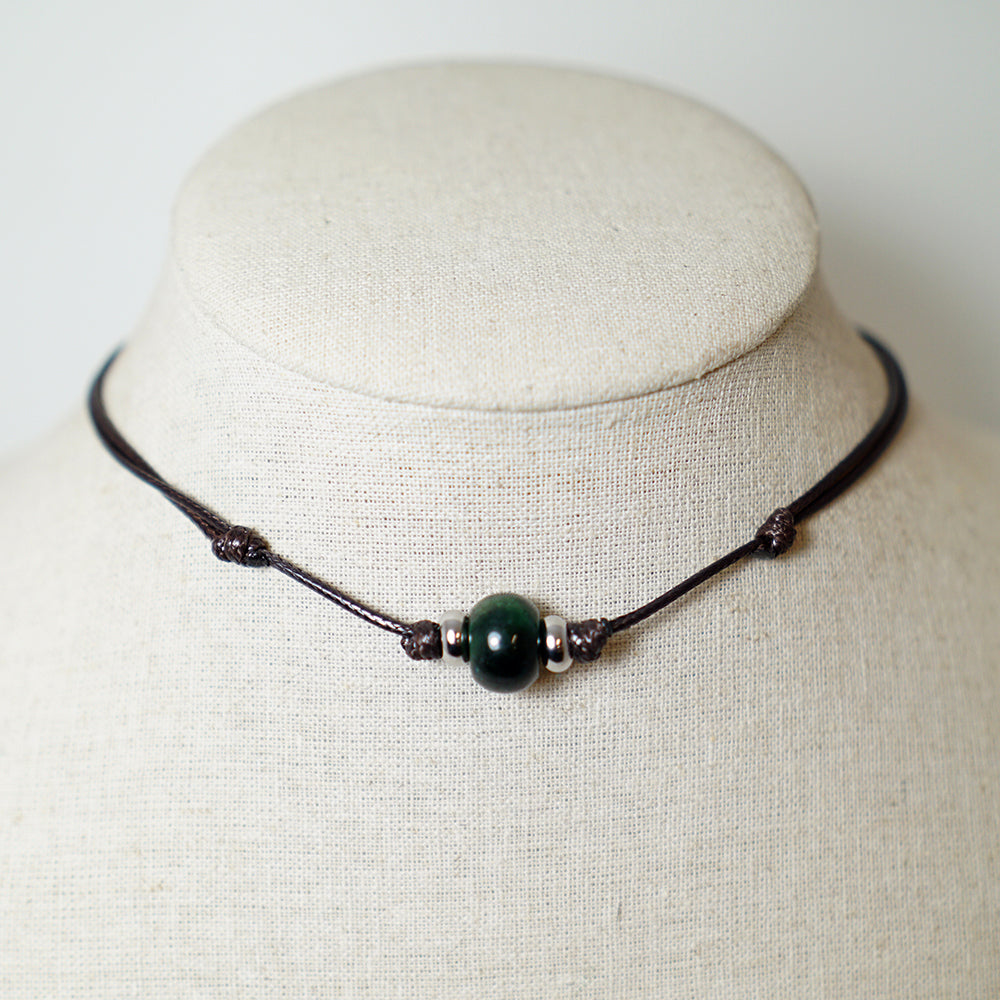 Colgante con Cuenta de Jaspe Verde