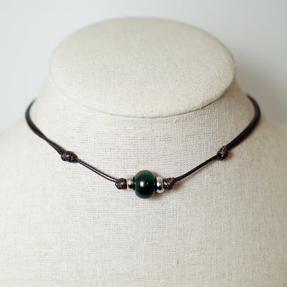 Colgante con Cuenta de Jaspe Verde