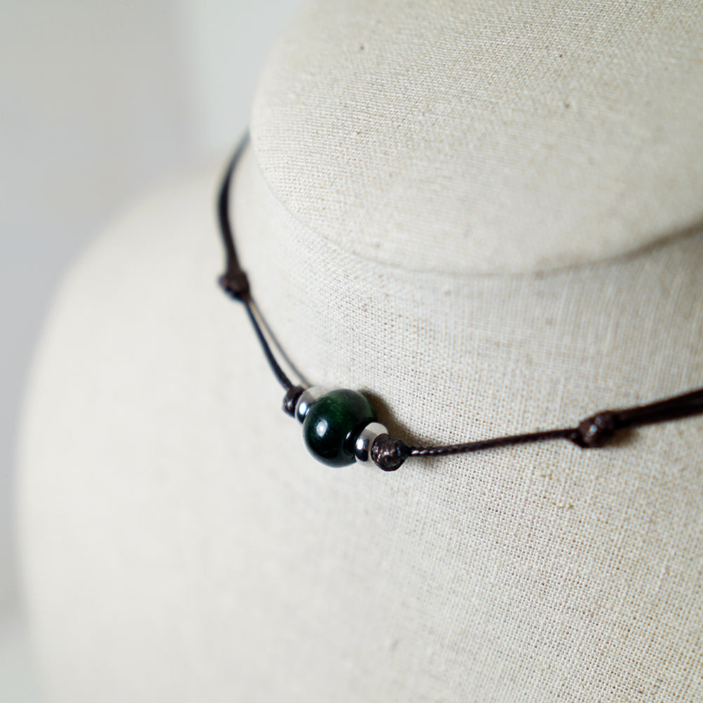 Colgante con Cuenta de Jaspe Verde