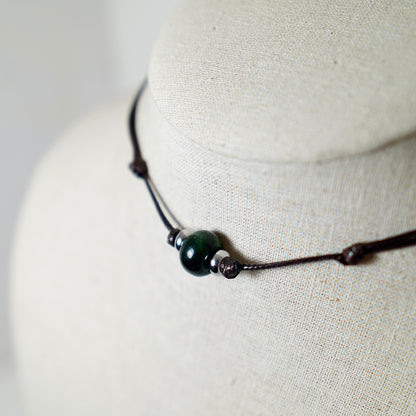 Colgante con Cuenta de Jaspe Verde